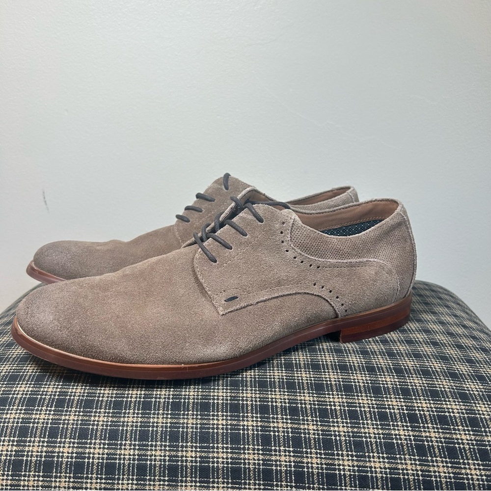 Fairlane Mens Suede Derby Dress Shoes‎ Taupe Lace Up Size 10.5